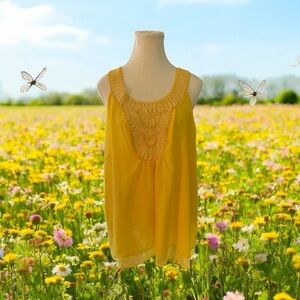 Cato Yellow Smocked Tank Top Blouse